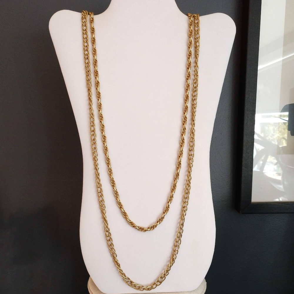 Double strand gold chain necklace